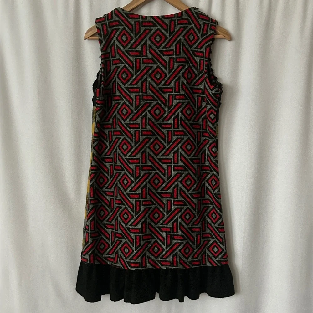 An Ren Contemporary Wool Colorful Sleeveless Ruffled Hem Mini Dress *Size M**🌺🌺 - Picture 2 of 7